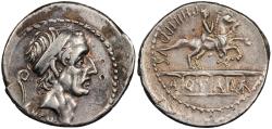 Ancient Coins - L. Marcius Philippus 56 B.C. Denarius Rome Mint VF Includes old collector's ticket citing April 1970 purchase.