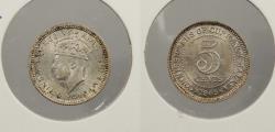 World Coins - MALAYA: 1945 George VI 5 Cents