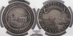 Us Coins - Milan, NH 1975 AR Milan Bi-Centennial Sterling 38mm Medal NGC MS-68