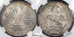 World Coins - MEXICO Republic 1831-Do RM 8 Reales NGC MS-61