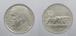 World Coins - ITALY: 1925 Plain edge 50 Centesimi