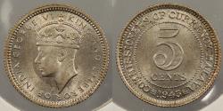 World Coins - MALAYA: 1945 George VI 5 Cents