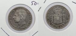 World Coins - SPAIN: 1880 50 Centimos