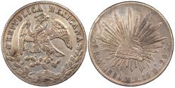 World Coins - MEXICO Republic 1880-As ML 8 Reales AU
