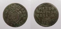 World Coins - ITALIAN STATES: Papal - Ferrara ND Anno IX (1748) 1/2 Baiocco