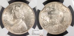 World Coins - INDIA British Victoria 1893-B Rupee NGC MS-62