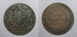 World Coins - INDIA: British Colonial East India Co. 1858 (w) 'Single leaf' 1/4 Anna