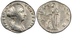Ancient Coins - Faustina II, wife of Marcus Aurelius 149-175 A.D. Denarius Rome Mint Good Fine