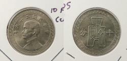 World Coins - CHINA: Yr.29 (1940) 10 Fen (Chiao) (10 Cents)