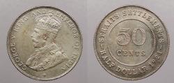 World Coins - STRAITS SETTLEMENTS: 1921 George V 50 Cents