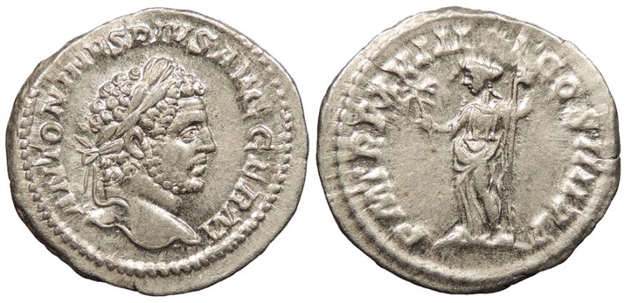 Ancient Coins - Caracalla 198-217 A.D. Denarius Rome Mint EF