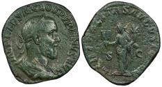 Ancient Coins - Pupienus 238 A.D. Sestertius Rome Mint VF