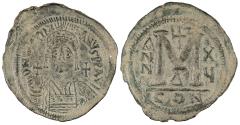 Ancient Coins - Justinian I 527-565 A.D. Follis (40 Nummi) Constantinople Mint Good VF