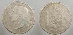 World Coins - SPAIN: 1876 5 Pesetas