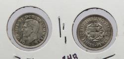 World Coins - GREAT BRITAIN: 1943 George VI; die crack at 'F' Threepence (3 Pence)