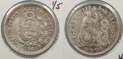 World Coins - PERU Republic 1865-YB 1/5 Sol