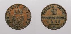 World Coins - GERMAN STATES: Prussia 1866-A 2 Pfennig