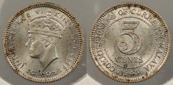 World Coins - MALAYA: 1945 George VI 5 Cents