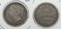 World Coins - CANADA: Newfoundland 1882-H Victoria 20 Cents