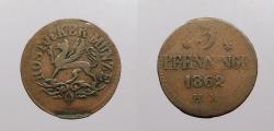 World Coins - GERMAN STATES: Rostock 1862-HK 3 Pfennig