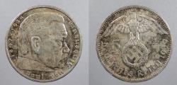 World Coins - GERMANY: Third Reich 1939-A Hindenburg 5 Reichsmark