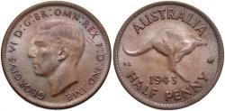 World Coins - AUSTRALIA 1943 M 1/2 Penny