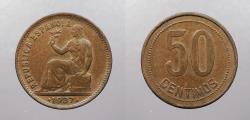 World Coins - SPAIN: 1937(34) 50 Centimos