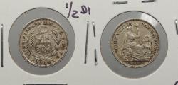 World Coins - PERU: 1914-FG 1/2 Dinero