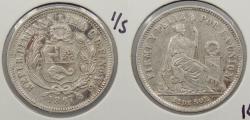 World Coins - PERU Republic 1867-YB 1/5 Sol