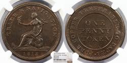 World Coins - CANADA Nova Scotia 1813 Penny Token NGC MS-62 BN