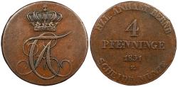 World Coins - GERMAN STATES Anhalt-Bernberg Alexius Friedrich Christian 1831-Z 4 Pfenninge Good VF