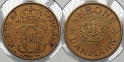 World Coins - DENMARK: 1924 1/2 Krone
