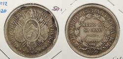World Coins - BOLIVIA: 1899-PTS MM 50 Centavos