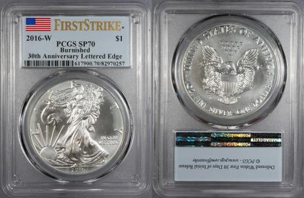 2016-W Burnished Silver Eagle 1 Dollar (Silver) 30th
