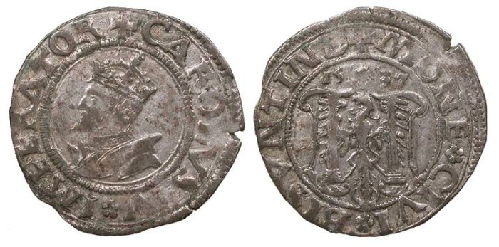 World Coins - FRANCE Besan�on Charles V, as Holy Roman Emperor 1530-1556 2 Blanc (Karolus) Good VF