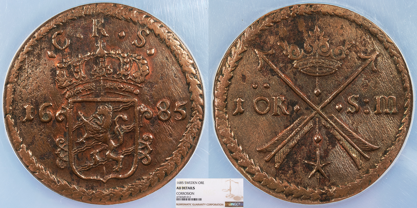 SWEDEN Carl XI 1685 Ore NGC AU | European Coins