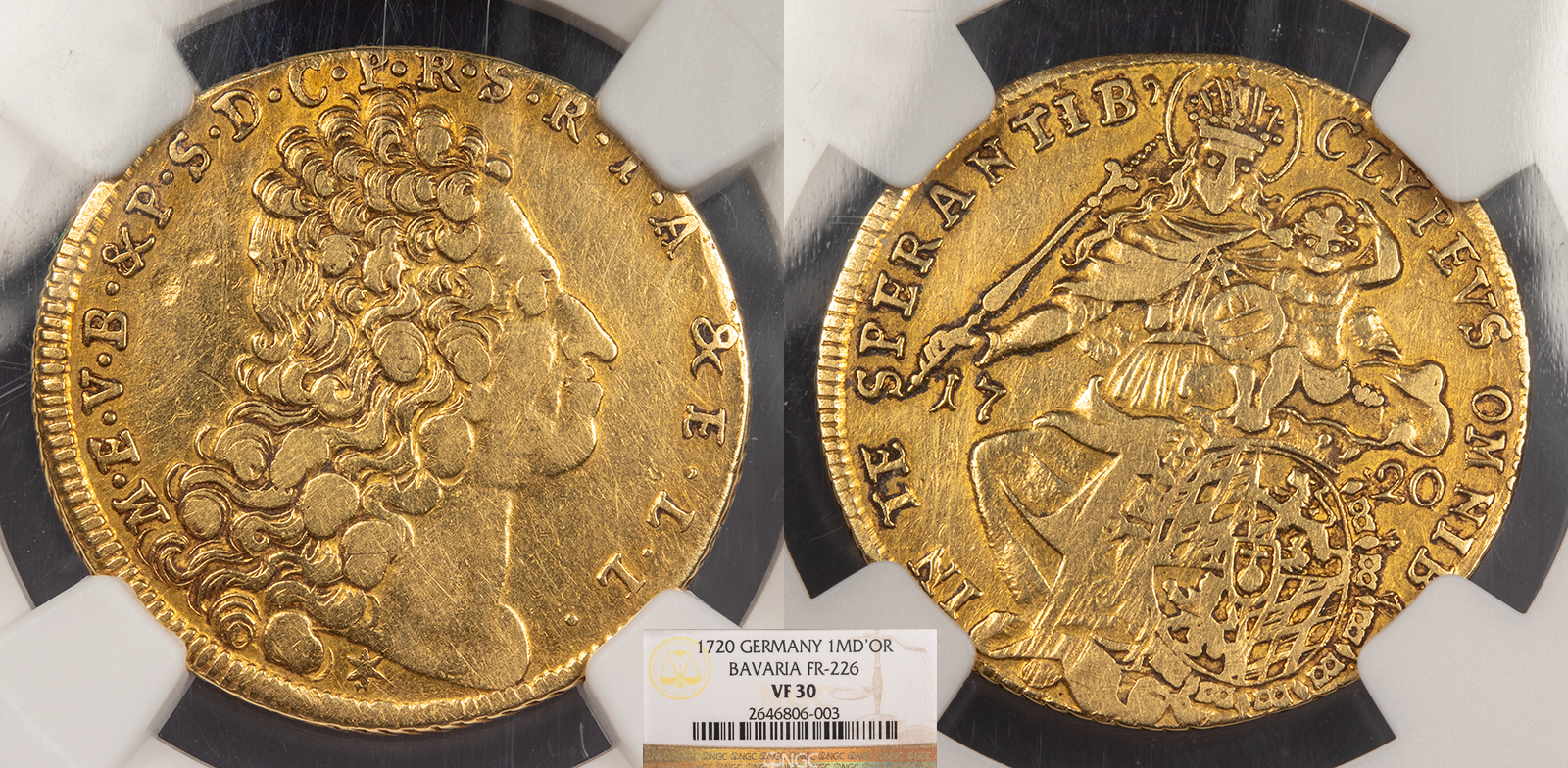 GERMAN STATES Bavaria Maximilian II 1720 Maximilian d'Or NGC VF-30