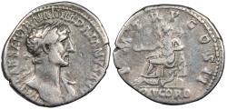 Ancient Coins - Hadrian 117-138 A.D. Denarius Rome Mint VF