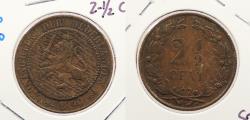 World Coins - NETHERLANDS: 1890 2-1/2 Cents