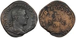 Ancient Coins - Philip I 244-249 A.D. Sestertius Rome Mint Good VF