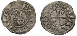 World Coins - Crusaders, Kingdom of Jerusalem AR denier c. 1163-74 Amaury, Church of the Holy Sepulchre with four arches
