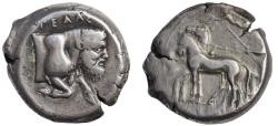 Ancient Coins - Sicily, Gela AR tetradrachm c. 420 BC Manheaded bull right/biga left, pedigree to 1974