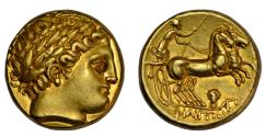 Ancient Coins - Macedon, Philip II, gold stater, c. 323-321 BC, Apollo/biga, provenance to 1916