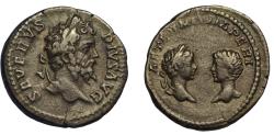 Ancient Coins - Roman Empire, Septimius Severus, with Caracalla and Geta, AR denarius c. AD 201-2, dynastic issue