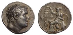 Ancient Coins - Kingdom of Pergamon AR tetradrachm c. 263-241 BC Eumenes I, in the name of Philetaerus, Athena crowning royal name VF