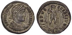Ancient Coins - Roman Empire AR light miliarense c. AD 364-7 Valentinian I, Thessalonica mint, VIRTVS EXERCITVS