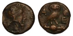 Ancient Coins - Cyclades, Delos AE c. 160 BC Athenian cleruchy, Apollo/Owl