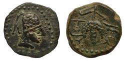 Ancient Coins - Mauretania, Lixus AE16 c. 50 BC Chusor-Ptah right/bunch of grapes on vine