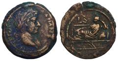 Ancient Coins - Egypt, Alexandria AE drachm AD 117-8 Hadrian, year 2, lectisternium scene: Tyche reclining left with rudder