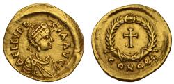 Ancient Coins - Roman Empire AV tremissis c. 420-455 Aelia Eudocia, wife of Theodosius II, Constantinople, pedigree to before 1971
